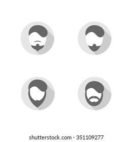 Hipster man icon isolated on a white background. Simple symbol concept in flat style. Abstract sign, pictogram for web, mobile and infographics - stock vector