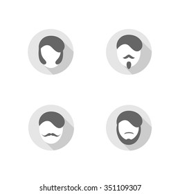 Hipster man icon isolated on a white background. Simple symbol concept in flat style. Abstract sign, pictogram for web, mobile and infographics - stock vector