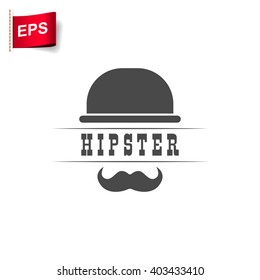 hipster man icon, vector hipster label, isolated gentleman sign