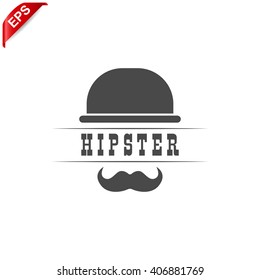 hipster man icon, vector hipster label, isolated gentleman sign