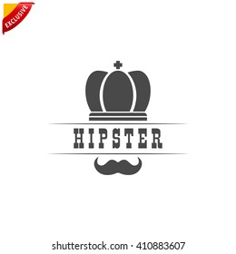 hipster man icon, vector hipster label, isolated gentleman sign