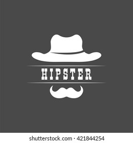 hipster man icon, vector hipster label, isolated gentleman sign