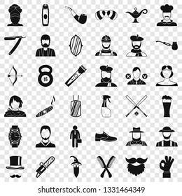Hipster man icons set. Simple style of 36 hipster man vector icons for web for any design
