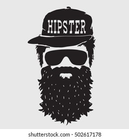 Hipster man illustration, typography, t-shirt graphics, vectors