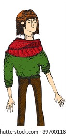 Hipster man isolated. Zombie hipster. Hipster fashion.