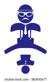 Hipster man is jumping icon. Isolated on white background. Successful employee icon. Successful businessman clipart