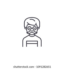 Hipster man linear icon concept. Hipster man line vector sign, symbol, illustration.
