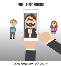 The hipster man with the mobile recruitment 