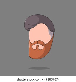 Hipster man with modern beard and hairstyle. Flat design vector illustration.