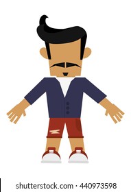 hipster man with mustache and shorts