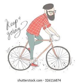 hipster man on a bicycle