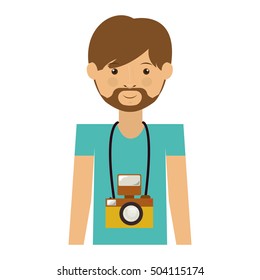 hipster man with photographic camera