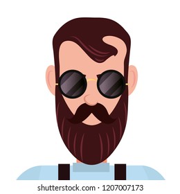 hipster man portrait on white background