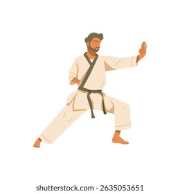 hipster man posing to karate illustration