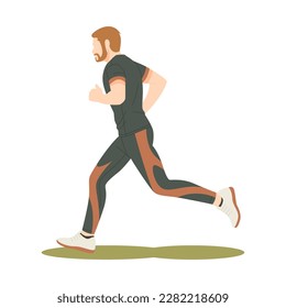 hipster man running isolated isolated vector illustration