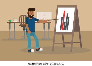a hipster man showing work schedule chart