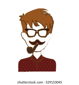 hipster man smoking pipe icon image vector illustration design 