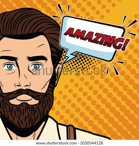 Hipster man with speakbox bubble