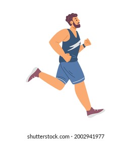 Hipster Man Sportswear Running Flat Vector Stock Vector (Royalty Free ...