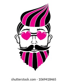 Hipster man vctor icon. logo concept for barbershop