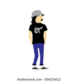 hipster man vector cartoon  for dialogs with other characters 