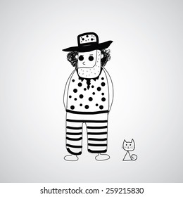 hipster man vector hand drawn cartoon  