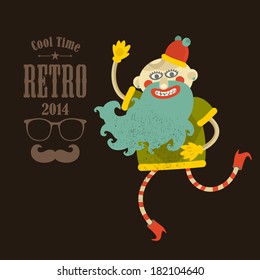 Hipster man. Vector illustration in retro colors.