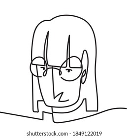 hipster man wearing glasses continuous line, isolated design vector illustration