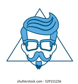 hipster manblue tone emblem icon image vector illustration design 