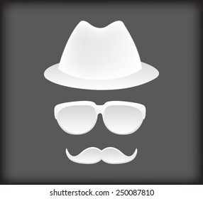 Hipster man.Hipster hat,mustache and sunglasses.Vector illustration.