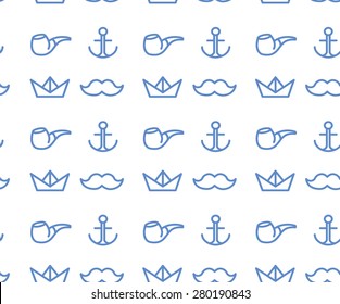 Hipster marine seamless Background. Vector