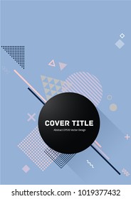 Hipster memphis design placard vector with white, dark blue and pink shapes on light blue background. Cool memphis template placard page. Front page backdrop for college notebook, dairy or notepad.