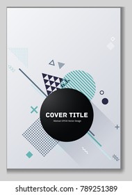 Hipster memphis neo background with white, green and blue geometrical shapes. Minimalistic front page template. Colorful memphis neo style design for business purpose.