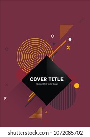 Hipster memphis neo vector with white, orange and red geometrical shapes on background. Minimalistic front page surface. Colorful memphis neo style backdrop for personal purpose.