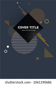 Hipster memphis notepad cover pattern. Cool memphis texture front page with white, mustard and gray geometrical shapes on background. Memphis notepad cover backdrop for advertisement purpose.