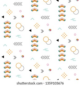 Hipster memphis seamless pattern. Colorful vector simple memphis geometric background. Hipster flat style template.