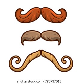 Hipster men cool mustache styles. Vector illustration cartoon line art