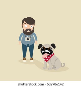 Hipster men and dog