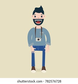 Hipster men with his camera