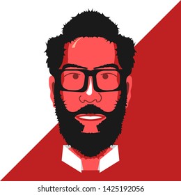 hipster men on red background