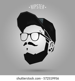 hipster men punk style wearing a cap design on gray background