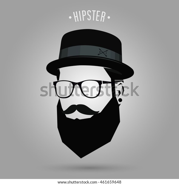 Hipster Men Sign Hat Design On Stock Vector (Royalty Free) 461659648 ...