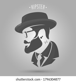 Hipster men vintage with hat design on gray background