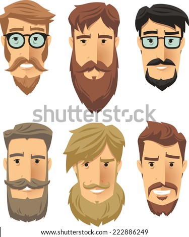 Hipster Men Wearing Cool Beard Styles Stock Vector 