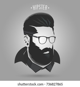 hipster men winter style on gray background