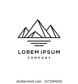 hipster minimal mountain outdoor logo in trendy linear line stroke style for tattoo inspiration