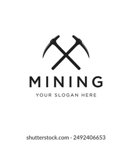 Hipster mining equipment logo design.logo for symbol, company and mine.