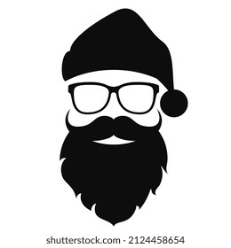 Cara hipster con barba y bigotes, ilustración vectorial aislada en fondo blanco