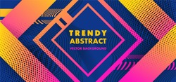Hipster Modern Geometric Abstract Background. Bright Blue Banner With A Trend Gradient Stripes, Textured Background. Business Template For A Bright Color. Illusion Stripes Background.