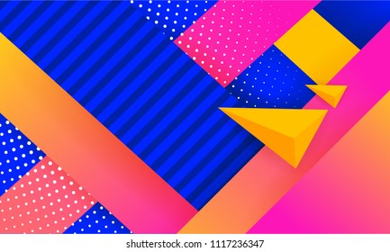 Hipster modern geometric abstract background. Bright gradient, pink and yellow color, texture. Cover template, business presentation background.